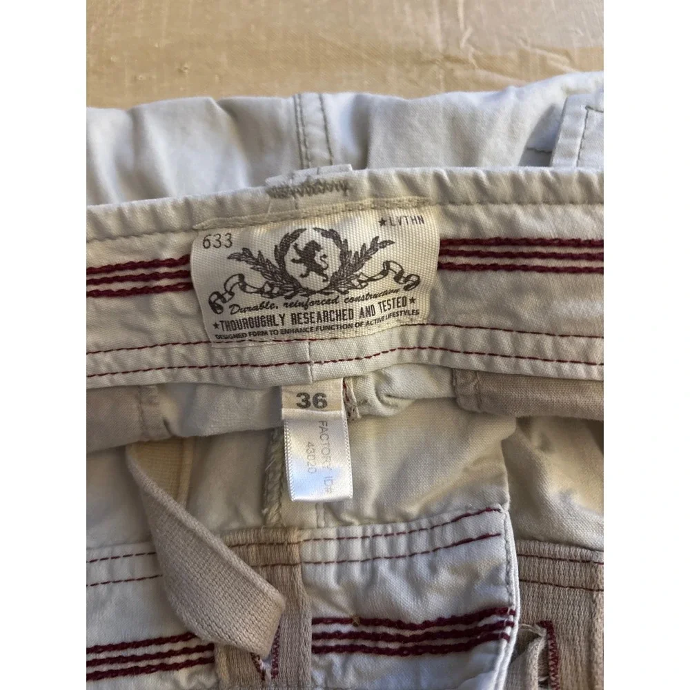 Express Cargo Shorts Mens Size 36 Beige Cotton Utility Pockets Zip Fly - Picture 5 of 6